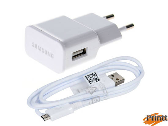 Immagine di Caricabatterie da rete samsung 2A + Cavo dati Samsung micro usb white