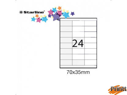 Immagine di Etichetta adesiva bianca 100fg A4 70x35mm (24et/fg) STARLINE